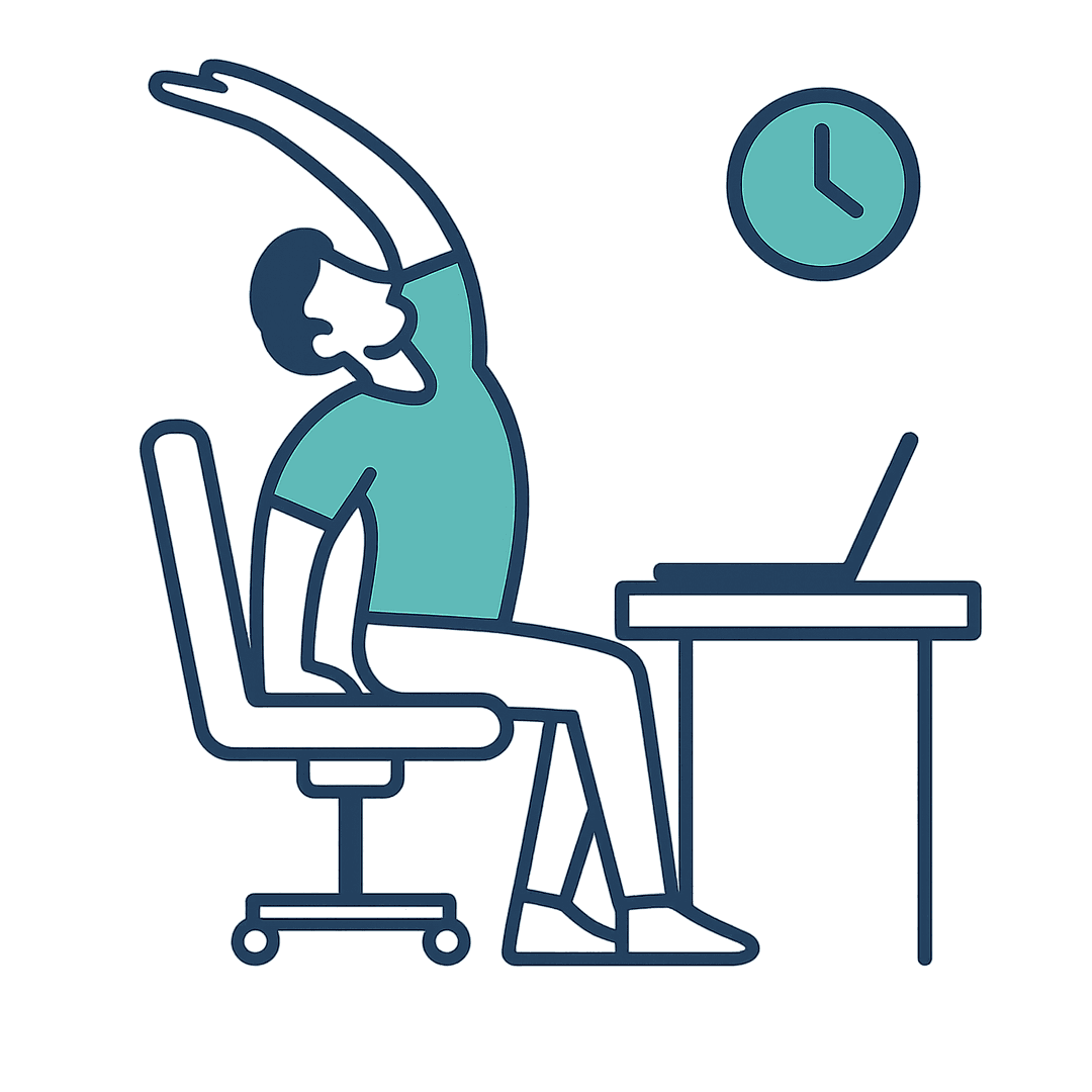 Person stretching at desk illustration